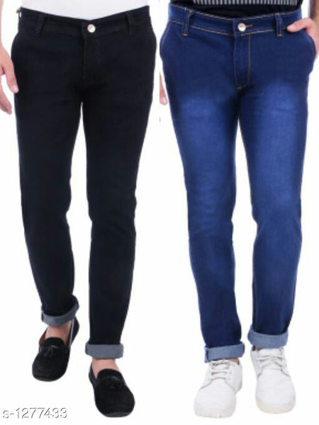 Men's Comfy Solid Cotton Lycra Jeans Combo