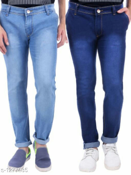 Men's Comfy Solid Cotton Lycra Jeans Combo