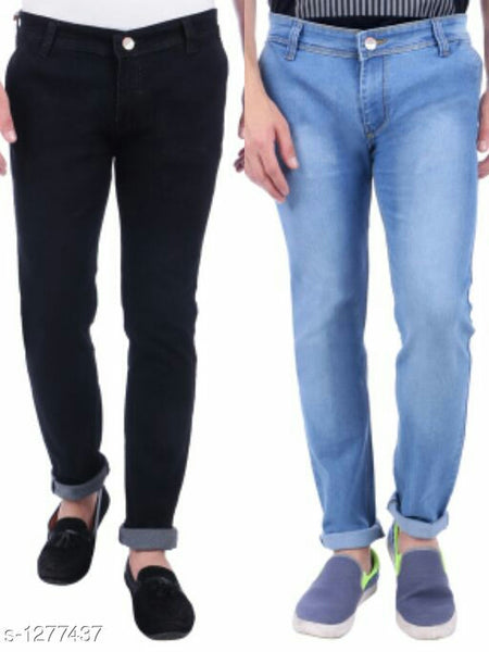 Men's Comfy Solid Cotton Lycra Jeans Combo