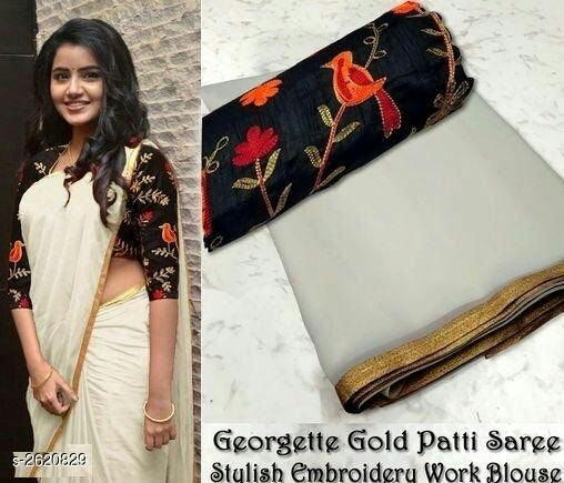 Latest Mal Mal Georette Solid Saree