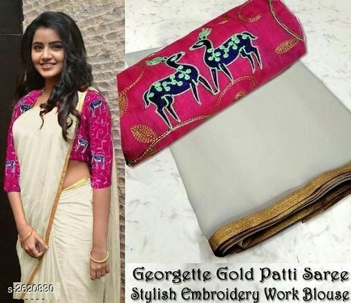 Latest Mal Mal Georette Solid Saree