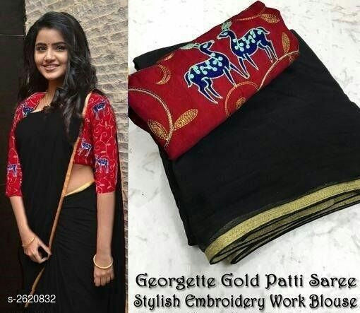 Latest Mal Mal Georette Solid Saree