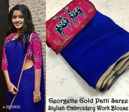 Latest Mal Mal Georette Solid Saree