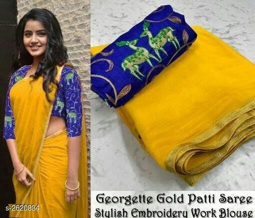 Latest Mal Mal Georette Solid Saree