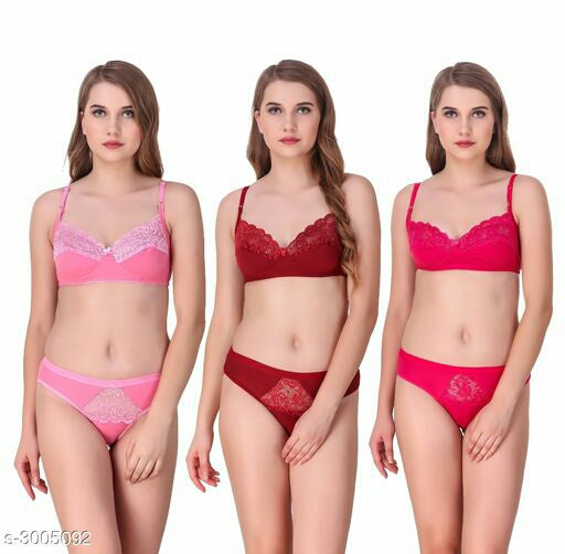 Trendy Women's Cotton Lingerie Set Combo