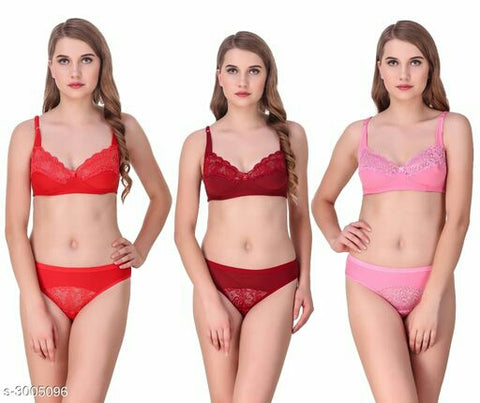 Trendy Women's Cotton Lingerie Set Combo