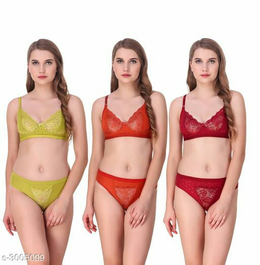 Trendy Women's Cotton Lingerie Set Combo