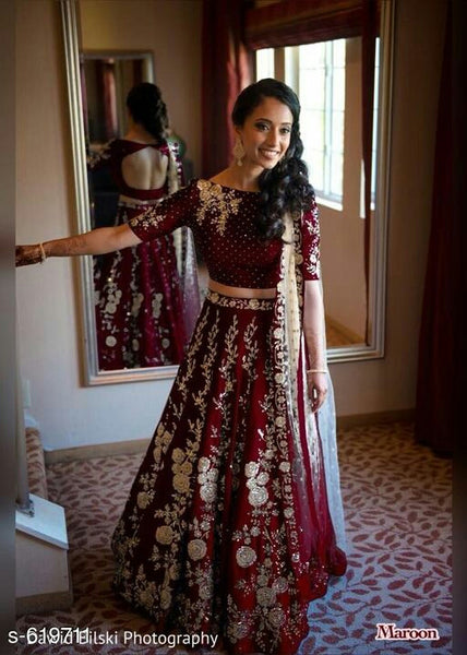 Fancy Taffeta Silk Embroidered Lehengas