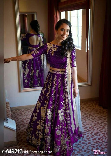 Fancy Taffeta Silk Embroidered Lehengas