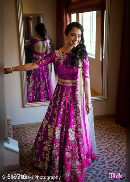 Fancy Taffeta Silk Embroidered Lehengas