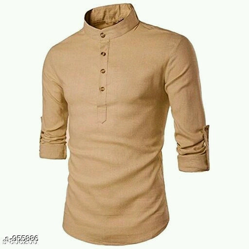 Stylish Men's Attractive Cotton Solid Short Kurtas